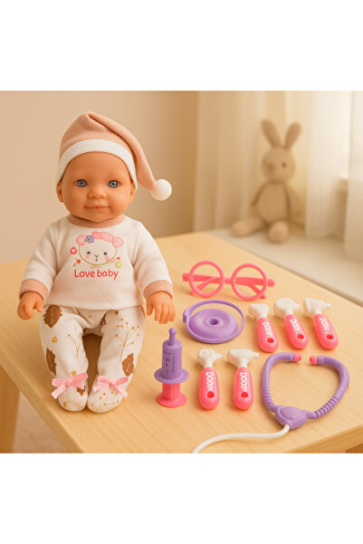 LUDIRO Κούκλα μωρού 30 εκ. με σετ γιατρού, 7 αξεσουάρ, εκπαιδευτικό παιχνίδι ρόλων για παιδιά 3+ ετών