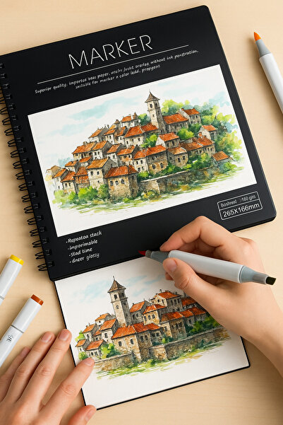SYN AKSESUAR Marker Resim Defteri, Renkli Çizim&Tasarım Defteri- Arka Tarafa ...