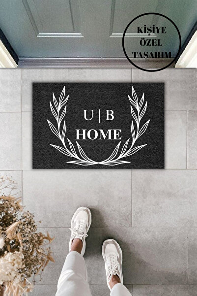 Decorative Digital Mat Personalized Design Smoked Double Leaf Motif Door Front Mat 70x45cm