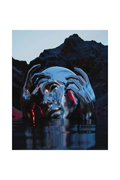 OEM Pictură pe pânză - Portret Cyberpunk cu Robot în Mare cu Munți, 100x70 cm