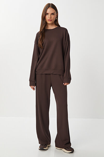 Lovelyİstanbul Měkká modalová souprava LCR0096 HNĚDÁ