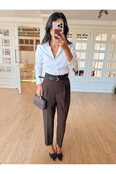 My Blog Kahverengi Kemerli Pantolon - 3790