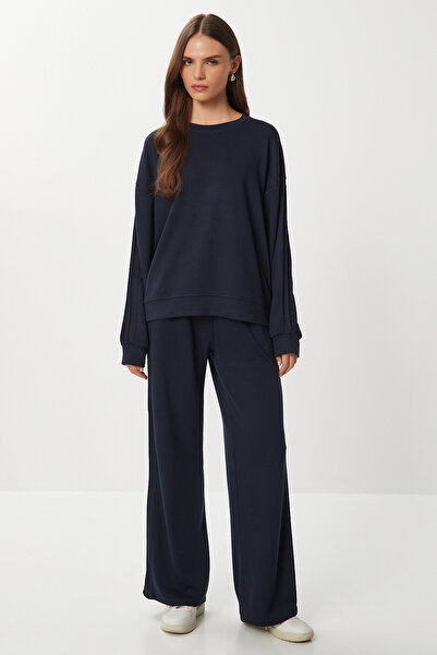 Lovelyİstanbul Puha modális alsó-felső szett LCR0096 SÖTÉTKÉK