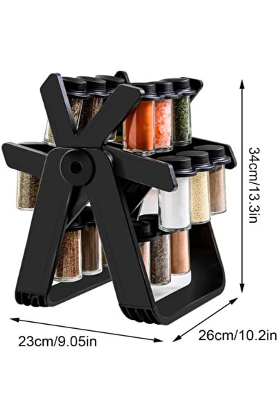 Generic 360 Degree Rotating Spice Rack - Adjustable Kitchen Organizer with 18 Spice Jars