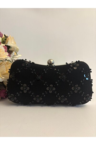 Ceylan Abiye Çanta & Siyah Boncuklu ve Pullu Abiye Çanta