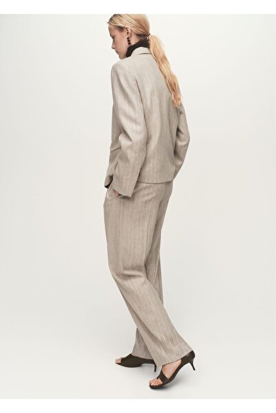 MANGO Woman İnce çizgili yünlü takım pantolonu