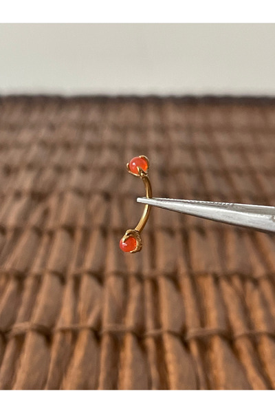 Rupen Kraft 316 L Cerrahi Çelik Doğal Taşlı Kaş Kulak Snug Helix Kıkırdak Daith Conch Rook Tragus Piercing