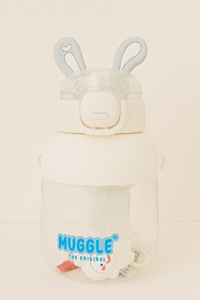 MUGGLE Cute Children's Water Bottle with Rabbit Ears 750 ml - White