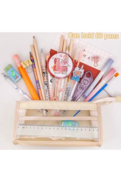 Meyra Accessories Transparent Waterproof Canvas Large Capacity Pencil Case Wallet Quality Stylish Design Preschool Gift