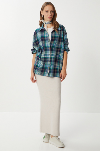 Lovelyİstanbul Soft Knitted Skirt with Slits Lub0226 Beige