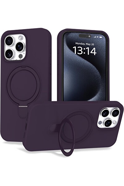 m.tk moveteck Apple iPhone 16 Pro Kılıf Magsafe Halkalı Extra Standlı içi Kad...