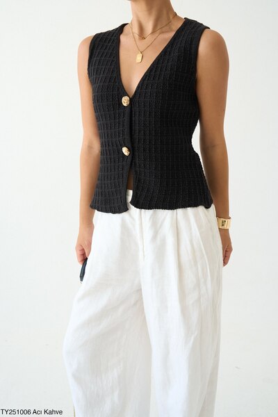 ibeeka Дамско облекло Битър Кофе Златно сако с копчета Нова колекция Текстурирани детайли