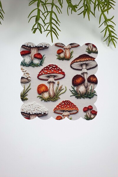 decofav 3D Autumn Mushrooms Design Laser Cut Digital Printed Cocktail Napkin 1 Piece