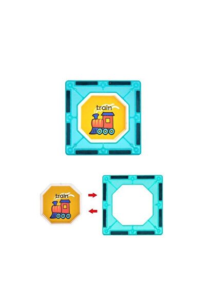 LUDIRO Σετ μαγνητικών κατασκευών, τρένο, 72 τεμάχια, διάφορα γεωμετρικά σχήματα, πολύχρωμο, + 3 ετών