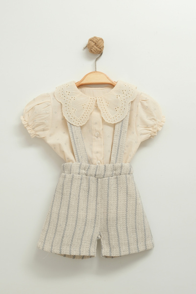 Mini Baray Girl baby gingham jumpsuit and blouse set (9-12-18-24 months)