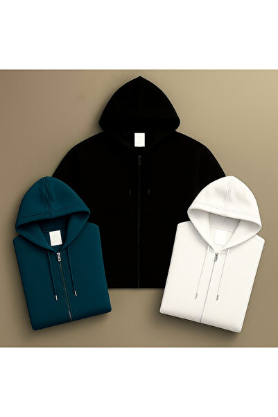 GBRO Yeni Sezon 3 İplik Kalın Kapüşonlu Fermuarlı Hırka