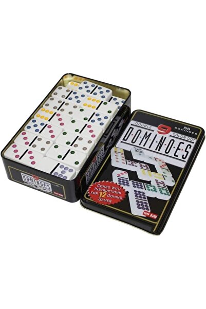 Generic Domino tile Games Iron Box Dominos Set Double 9 Color Dot Dominoes Set