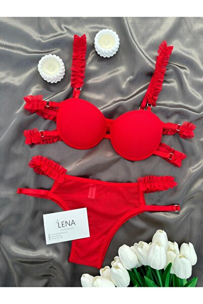 Lena Homewears Lena Fırfırlı Destekli Sütyen Takım