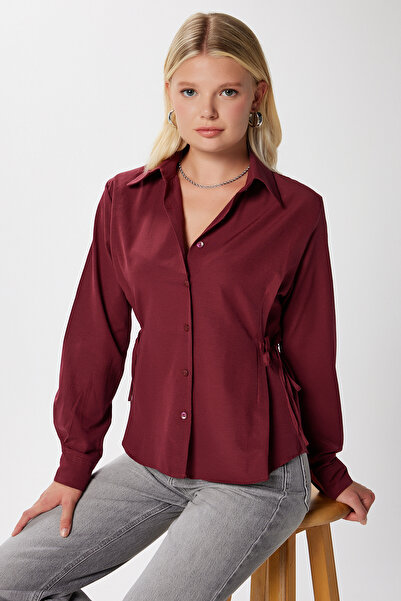 Ritnice Women's Adrian Side Tie Detail Burgundy Shirt