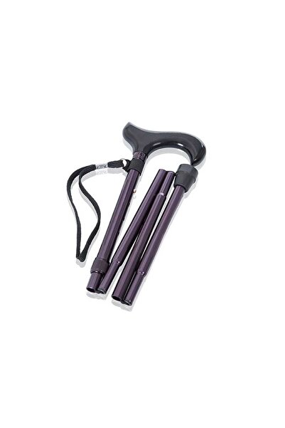 Moretti Spa Folding Aluminum Cane with Wooden T-Handle - RP159