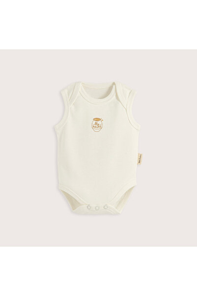 Chakra Happy Bee Basklı Kolsuz Body Ekru