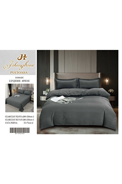 FIONNA.RO Damask Cotton Linen 4 Pieces - Graphite Grey