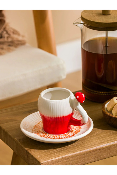 LC Waikiki Lcw Home Ceramic Coffee Cup with Red Mushroom Figure