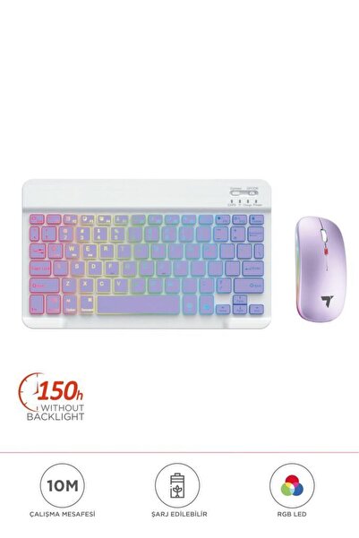 Başkenttekno 09 Şarj Edilebilir RGB Işıklı Kablosuz Klavye Mouse Seti