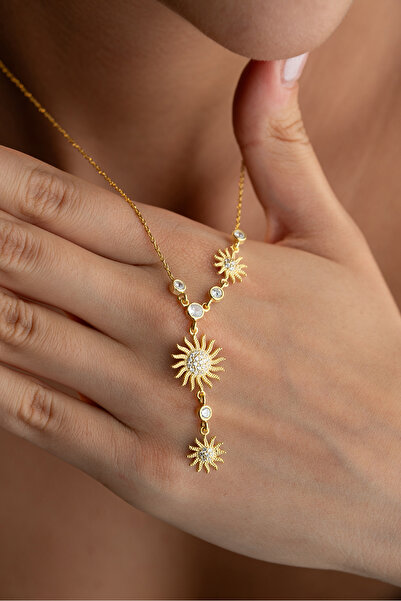 Silvano Jewelry 925 Ayar Gümüş Akışlı Güneş Kolye