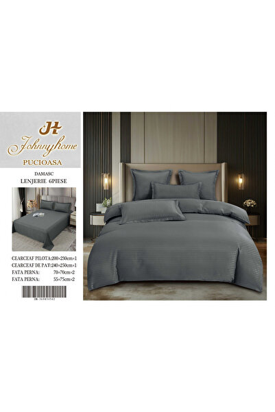 FIONNA.RO Damask Cotton Linen 6 Pieces - Gray