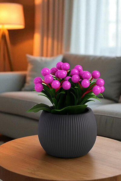 ALSHOP Lüks Orta Saksıda Taş Yosunlu Yapay Çiçek Kokina Demeti Ağacı