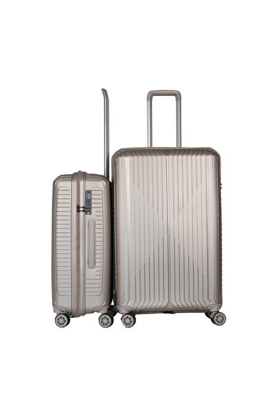 GROUND Sirius 2'li Valiz Seti Büyük-Orta - Krom - 10728
