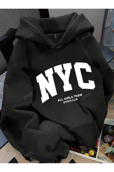 COHERENT Unisex Men/Women Nyc Colorful Custom Printed Cotton Oversize Hooded Sweatshirt