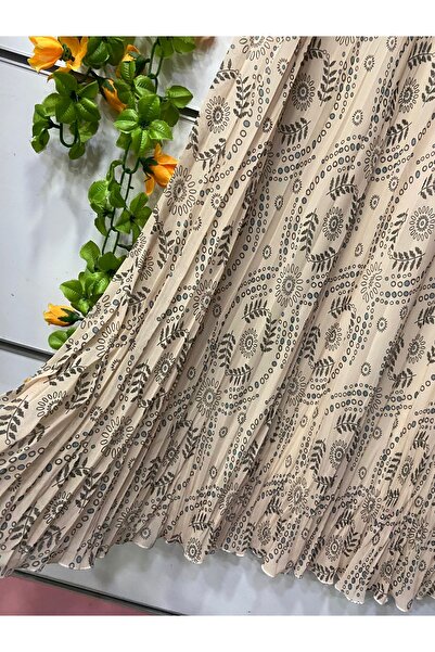 edu collection Patterned Chiffon Bell Skirt with Lining