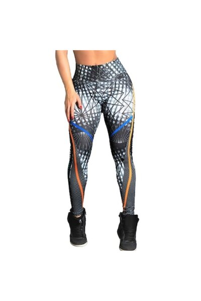 Style4Cosy - Colanți fitness, yoga, aerobic, jogging, abstract multicolor, mărime S