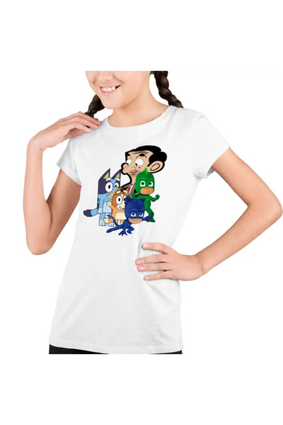 OEM Tricou Copii Fete Bluey Mr Bean Eroii in Pijama Pj Masks