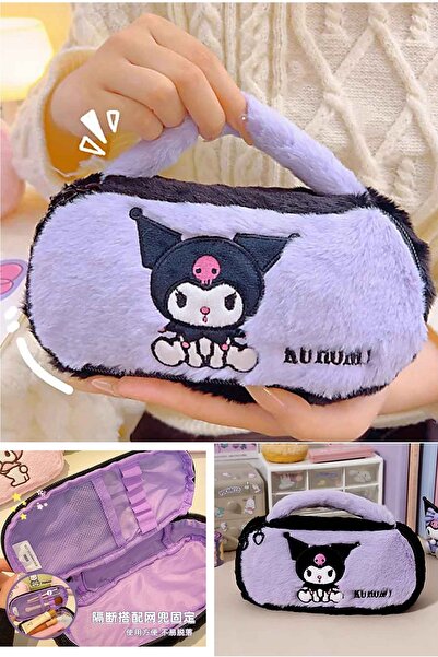 İndirimKap Peluş Kuromi Üstten Tutmalı Kalem Kutusu Geniş Kalemlik Çanta Maky...