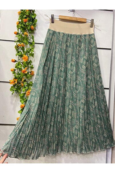 edu collection Patterned Chiffon Bell Skirt with Lining