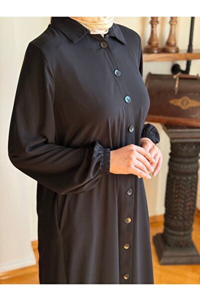 Navra Tam Boy Düğmeli Ferace 5000 siyah | FENDEL