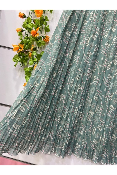 edu collection Patterned Chiffon Bell Skirt with Lining