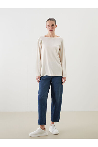 LC Waikiki Sparkling Choices from Shining Store |   Kayak Neckline Women's T-Shirt