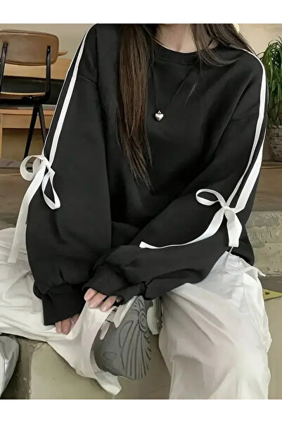 Entel Women's Sweatshirt with Sleeve Stripe Detail