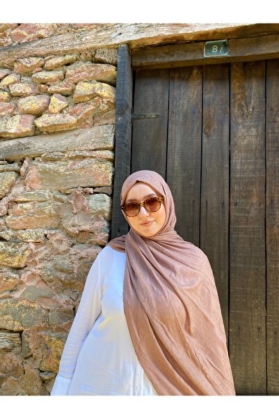 de LUNA Havana Tesettür Kadın Bambu Kraş Şal - Pudra