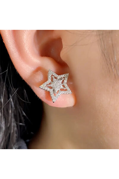 SEVAS GOLD White Color Women's Shiny Star Earrings