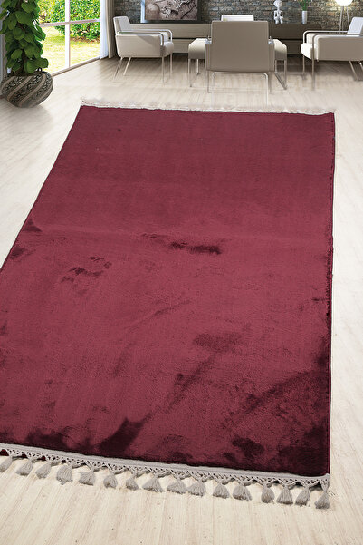 Bestekar Lunasoft Mürdüm Kaymaz Tabanlı Ponpon Saçaklı Yumuşak Şık Yıkanabili...