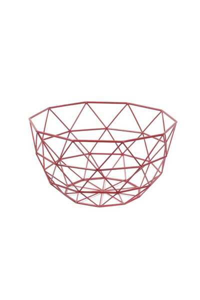 FRANDIS Fruit Basket, Frandis, 26x26x14 cm, Metal, Matte Red, Triangle Pattern