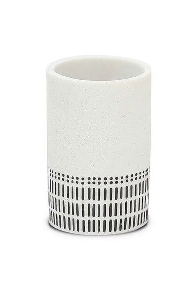 FRANDIS Toothbrush Holder Cup, Frandis, Polyresin, White/Black, 7.6x12 cm