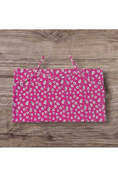 ESTA STORE Pink and White Floral Patterned Tank Top with String Straps