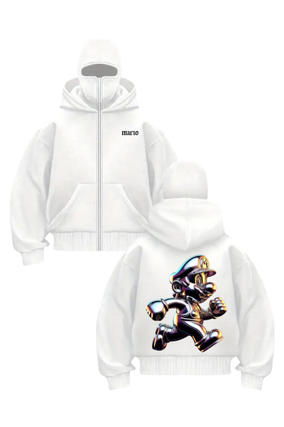 1blood سترة كارديجان للجنسين مطبوعة باللون الأبيض هولو ماريو