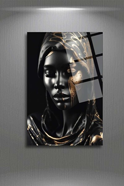 HMDS CONCEPT Tablou de sticlă cu femeie neagră 370